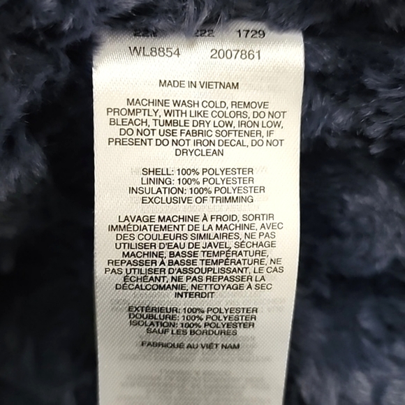 Columbia Women's Quilted  Water Resistant Navy Blue Jacket Faux Fur Sz Small - Picture 14 of 16